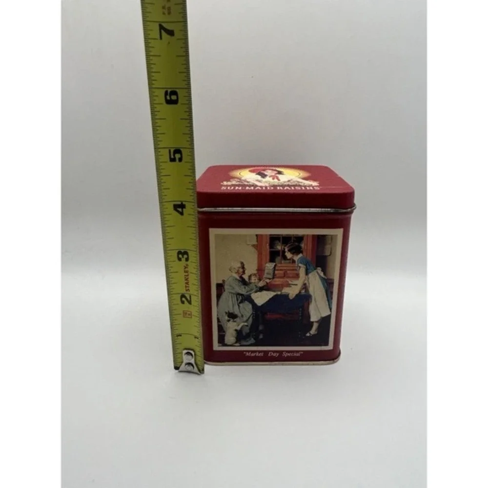 Vintage‎ Sun-Maid Raisins Collector Tin Empty Picture Graphic Fruit Of The Vine